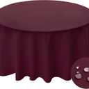 BYDOLL Table Cloth Round 60 Inch Tablecloth Fits Max50 Inch Diameter Top,Burgundy Washable Outdoor Winkle and Stain Resistant Spillproof Polyester Tablecloths for Round Tables Party Cover