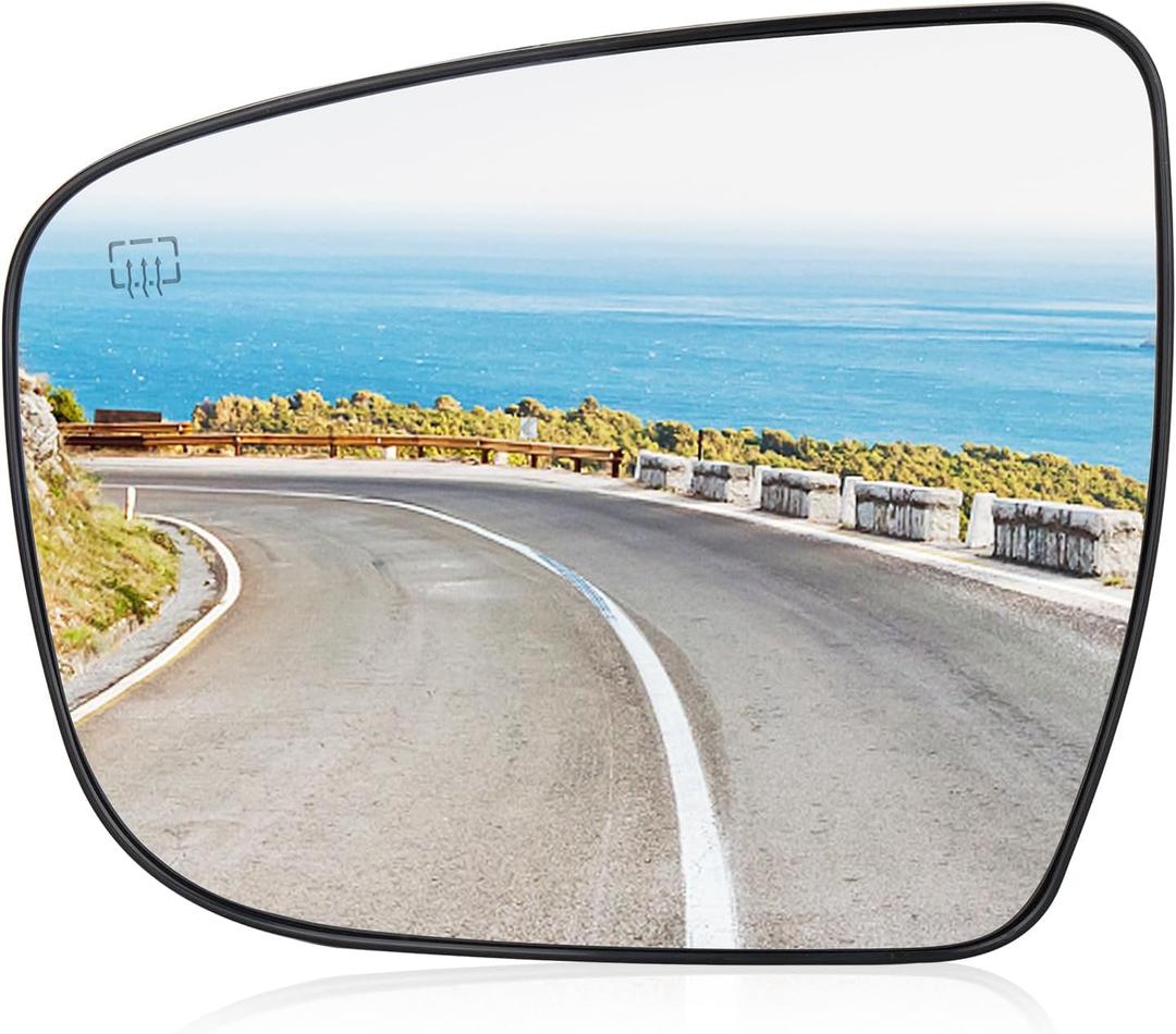 Driver Left Side Heated Mirror Glass Fits for Nissan for Murano 15-2023, for Pathfinder 2017-19, for Rogue 2014-2019 Replacement for 963664BA1A, w/o Auto Dimming