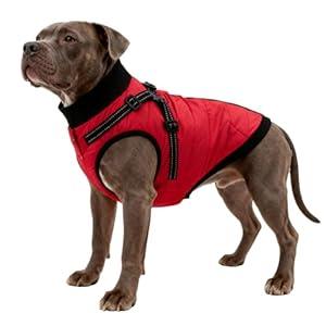 Furmate Dog Winter Coat with Hurns Built in, Dog Winter Jacket for Small, Medium, and Large Dogs, Water-Resistant, Windproof - Red - 4XL