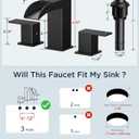FORIOUS Matte Black Bathroom Faucets 3 Hole, 8 Inch Widespread Square Waterfall Bathroom Sink Faucet with Metal Pop-up Drain and cUPC Supply Lines, Two Handles for Vanity, Restroom, Commercial