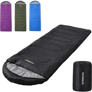 ROAMRUS 3 Seasons Sleeping Bags for Adults, Portable, Waterproof, Lightweight,with Storage Sack for Outdoor & Indoor, Hiking, Camping, Warm & Cold Weather Sleeping Bag for kids 10-12, Girls, Boys Mens