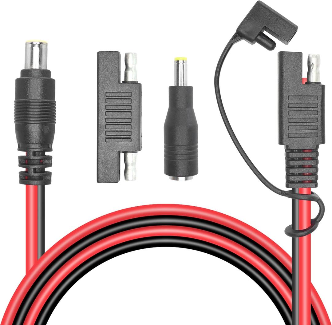 RIIEYOCA DC 8mm Male to SAE Connector Adapter 14AWG Cable,with SAE Polarity Reverse and DC 5.5mm x 2.5mm Adapter for RV & Solar Generator Portable Solar Panel,1.8M/6Ft