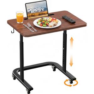 Height Adjustable TV Tray Table with Wheels for Couch or Sofa