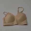 WOWENY Seamless Bra for Womens Comfortable Wireless Bras Adjustable V Neck Bralettes for Women Everyday Padded Bras (Large, Beige)