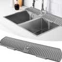 30 inch Grey Faucet Sink Guard Splash Mat,Kitchen Faucet Mat,Faucet Drying Mat, Silicone Faucet Mat Splash Guard, Silicone Faucet Water Catcher Mat for Kitchen Bathroom Farmhouse