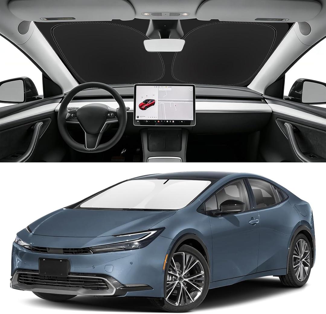Custom Fit Windshield Sun Shade for Toyota Prius 2023-2026 (Not for Prius C/V), Blocks UV & Heat, Front Window Sunshade Accessories, Easy Fold & Store Keep Your Car Cooler