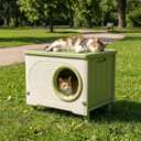 Outdoor Cat House, Extra Large Insulated Feral Cat Shelter with Escape Door & Elevated Legs, All-Weather Waterproof Cat Cave for Stray Cats