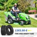 13x5.00-6 Tire and Inner Tube Set, TR-13 Straight Valve Stem, Replacement Riding Mower Front Wheel Assembly, 2 Pack