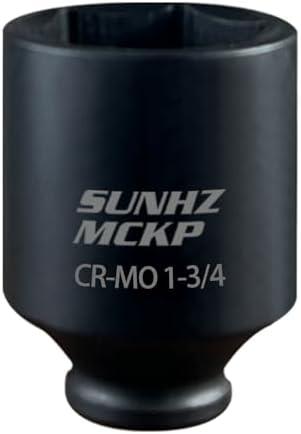 SUNHZMCKP 1/2 Inch Drive Impact Socket, SAE 1-3/4 In Deep Socket, CR-MO, 6 Point Axle Nut Socket for Easy Removal of Axle Shaft Nuts (1-3/4 Socket)