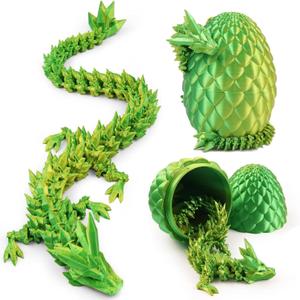 2 x 3D Printed Dragon Egg,12“Crystal Dragon Inside, 3D Printed Gift, Executive Desk Toy, Figure Decor, Easter Basket Essentials (Yellow Green)