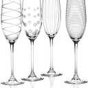 Mikasa Cheers Crystal Champagne Flutes Set, 3 Piece, Champagne Glasses with Quirky Designs, 250ml, White