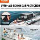 VEVOR 4 Bow Bimini Top Boat Cover, Detachable Mesh Sidewalls, 600D Polyester Canopy with 1" Aluminum Alloy Frame, Includes Storage Boot, 2 Support Poles, 2 Straps, 8'L x 54" H x 91"-96" W, Light Grey