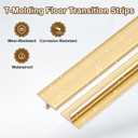 uxcell 2Pcs 2.9ft x 0.39" T Molding Floor Transition Strips, Aluminium Alloy Vinyl Flooring Gap Trim for Joining Laminate Planks Tiles Floor Gaps, Gold