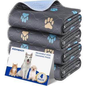 Aitmexcn Washable Puppy Dog Pee Pad, 4PCS 100% Waterproof Whelping Training Mat for Puppy/Senior Dog, Fast Drying Reusable Puppy Pads for Indoor, Outdoor and Car Travel- 18'' x 24'' (Colour Paws)