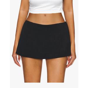 AnotherChill Women's Low Waist Micro Mini Skorts Skirt with Built-in Shorts Sexy Stretch Black Skirts Basic Summer Outfits XXL