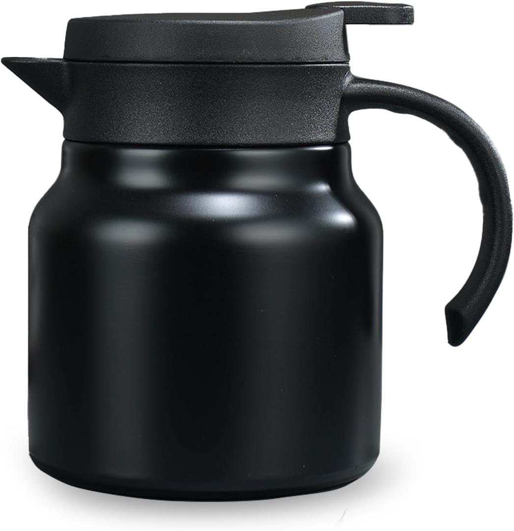 27 oz Single Stainless Steel Thermal Coffee Carafe, Double Wall Vacuum Insulated Creamer Container, Beverage Dispenser for Milk and Hot Chocolate, Tea Pot. (Black) 