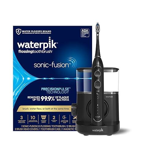 Waterpik Sonic-Fusion 2.0 Professional Flossing Electric Toothbrush with Water Flosser Combo In One, Black SF04