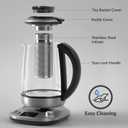 Mecity Electric Tea Kettle with Removable Infuser, 9 Preset Brewing Programs, Temperature Control, 2 Hours Keep Warm, Borosilicate Glass, 1.7 Liter, 1200W