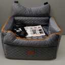 Dog Car Seat - Memory Foam Dog Booster Seat for Small Dogs Up to 25lbs-Elevated Pet Car Seat with Storage Pockets and Dog Seat Belt-Soft Pet Travel Bed for Front & Back Seats-Removable Washable-Grey