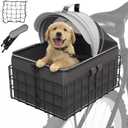 YEEGO DIRECT Dog Bike Basket for Rear Rack, 2-in-1 Pet Carrier & Cargo Basket, Detachable Dog Carrier for Bicycle with Safety Leash, Fits Small Medium Dogs Cats up to 20 LBS, Basket Patented Design