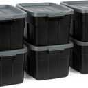 Rubbermaid Heavy Duty Black Storage Bins Plastic Totes with Lids for Storage, Stackable, Large Capacity, Durable, Multipurpose, 14 GAL, 6 Pack (14 GAL - 6 Pack Solid Black and Grey)