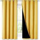NICETOWN Blackout Lined Curtains for Kitchen Window, Totally Darkness Drapes with Silver Grommet, Thermal Insulated Drapes for Master Bedroom (Bright Yellow, 1 Pair, 52 Width x 63 Length Each Panel)