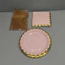 black & gold scalloped party plates with napkins and fork gold foil border, 24 Guest Black disposable Tableware Set Party Decoration for Birthday Coquette Bridal Baby Shower Valentines