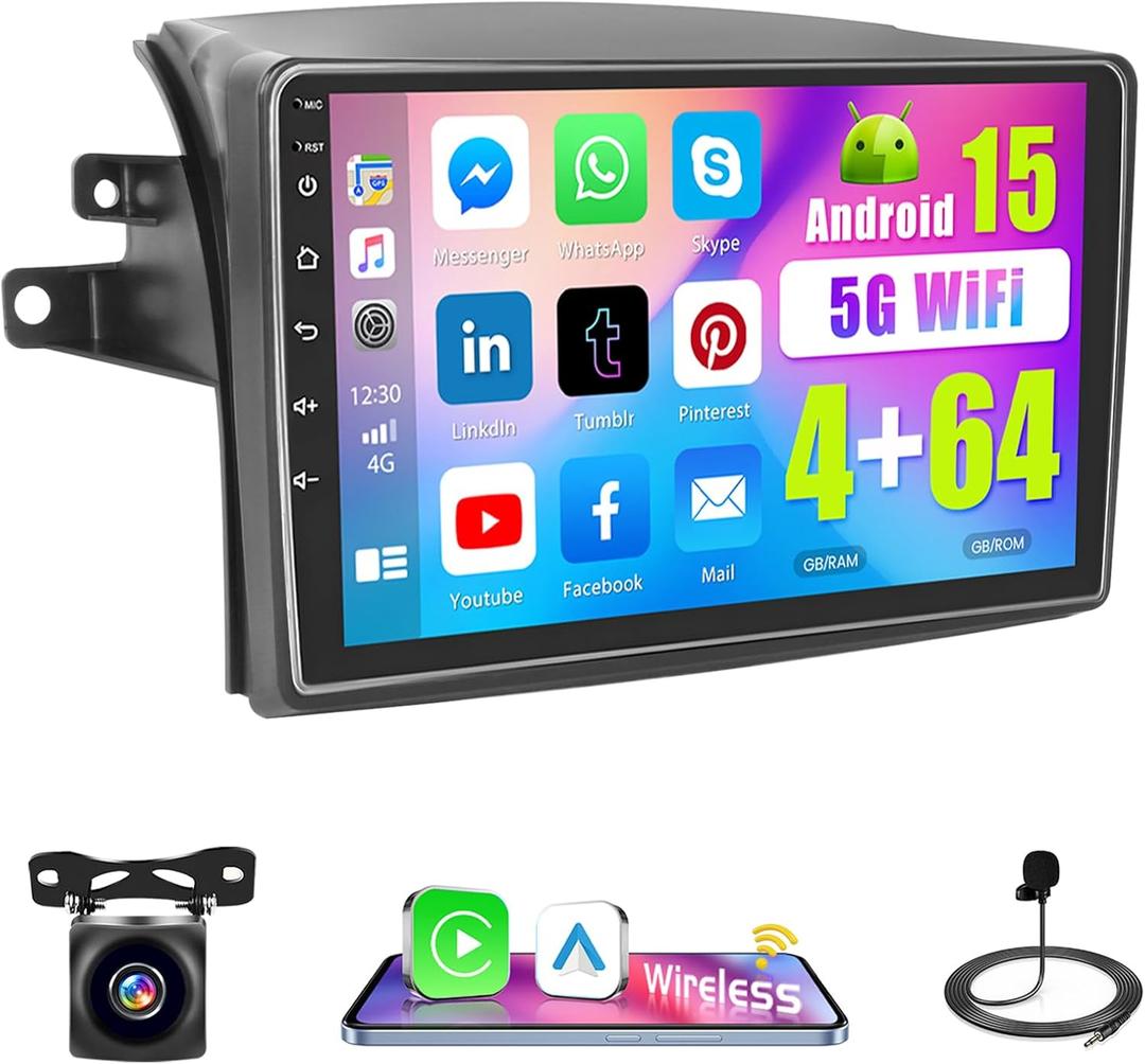 Android 15 Car Radio for Toyota Sienna 2004-2010, 9 inch Capacitive HD Touch Screen for Sienna Head Unit with Carplay Android Auto 5G WiFi GPS Bluetooth 5.0 1280 * 720 4+64G