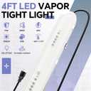 JTT 60W 4FT LED Vapor Proof Light with Plug 7800LM 6Pack -ETL Certification