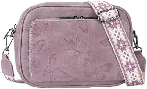 BELTANA Women's Vegan Leather Crossbody Purse with Built in Wallet, Butterfly Trendy Shoulder Handbag with Adjustable Strap | Smooth Zipper