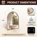 ANDY STAR 20x28’’ Brushed Gold Arched Mirror, Small Arch Wall Mirror, Arched Top Rounded Corner Seamless Rustproof Tube Metal Frame Mirror for Bathroom, Entryway, Over Sinks, HD Glass