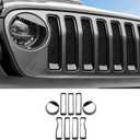Front Grill Inserts Grille Inserts & Headlight Bezels Cover Trim for 2018-2023 Jeep Wrangler JL Sahara/Rubicon Only