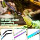 2 x OLIISS Stainless Steel Reptile Feeding Tongs with Rubber Tip - 10.6" Straight & Curved Tweezers for Aquariums & Crafts - Feeder Tools for Bearded Dragons & Lizards - Terrarium Tank Supplies - 2 Pack