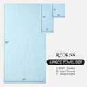 REDKISS Extra Large Bath Towel Set 6-Pack, 670 GSM, 2 Bath Sheets(40"x80"), 2 Hand Towels, 2 Washcloths - Ultra Absorbent & Quick-Dry, Super Soft Bathroom Towels for Hotel, Spa, Gym -Blue