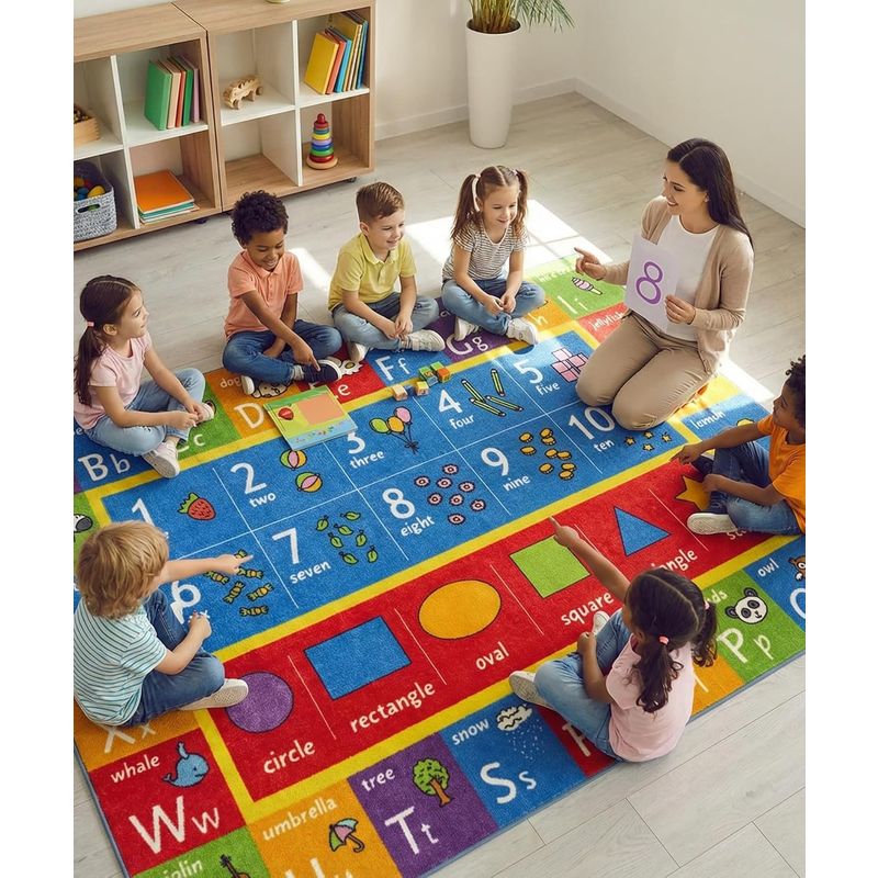 Abc Rug Shapes KC Cubs: Educational Rug: ABC Alphabet, Numbers & Shapes - 8x10 ...