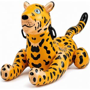 Kids Leopard Pool Float Ride-On with Handles for Ages 4-8 (Up to 120 lbs) | Jungle Animal Pool Float for Swimming, Floating, Pool Toys, Summer Activities, Water Games, and Kids Party Decorations
