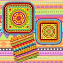 CC HOME 88PCS Mexican Fiesta Birthday Paper Plates Napkins Mexico Cactus Colorful Disposable Tableware Set Party Supplies Cinco De Mayo Theme Dinnerware Sets Serves 24 Guests