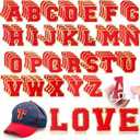 Yilloog 104 Pcs Self Adhesive Chenille Letter Patches Dupes Glitter Chenille Letter Patches Initial for Clothing DIY Mobile Phone Backpacks Hat(Red)