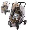 Stroller Rain Cover, Universal Rain Cover for Stroller with Waterproof Zipper, Clear Travel Weather Shield for Baby 4 Season Protection, Rainy Wind Snow Dust (XL, U-Shape Zipper)