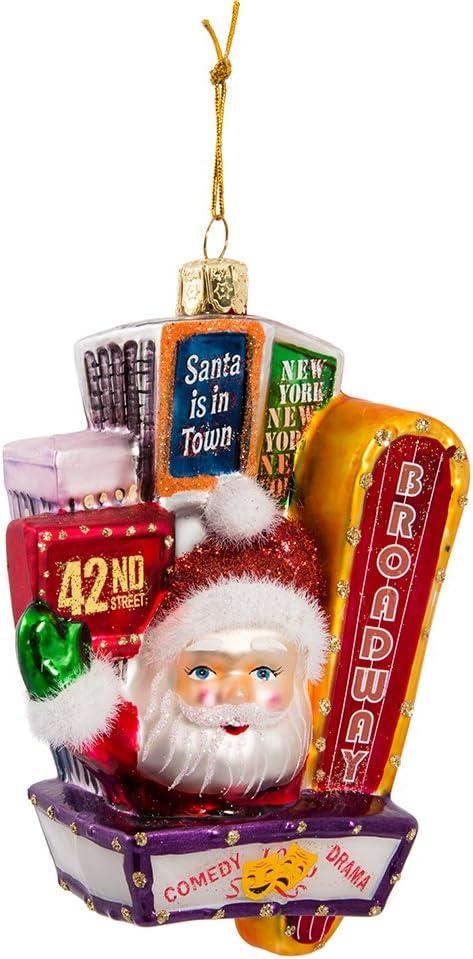 Kurt Adler Santa on Broadway Glass Ornament, 5-Inch