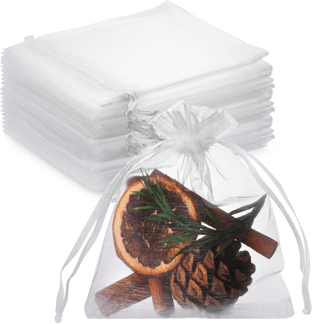 100PCS White Organza Bags, 3 x 4 inches Organza Jewelry Bags Mini Candy Organza Bags for Small Presents Jewelry Earrings Candy Treat Wedding Party Favors Mesh Pouch