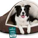 Furhaven 35" Round Orthopedic Dog Bed for Large/Medium Dogs w/ Removable Washable Cover, For Dogs Up to 50 lbs - Sherpa & Suede Snuggery - Espresso, 35-inch