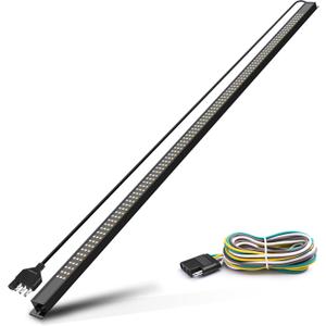 MICTUNING 60 inch Aluminum Frame Triple Tailgate Light Bar 1200 LED Waterproof with 4-Way Flat Connector - Full Function Amber Sequential Turn Signal, Red Brake Running, White Reverse Light
