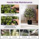 Artificial Lavender Topiary Ball Trees, 2 Set of UV Resistant Fake Evergreen Shrubs Bushes Plants, Faux Bushes for Outdoor Indoor Front Porch Garden Yard