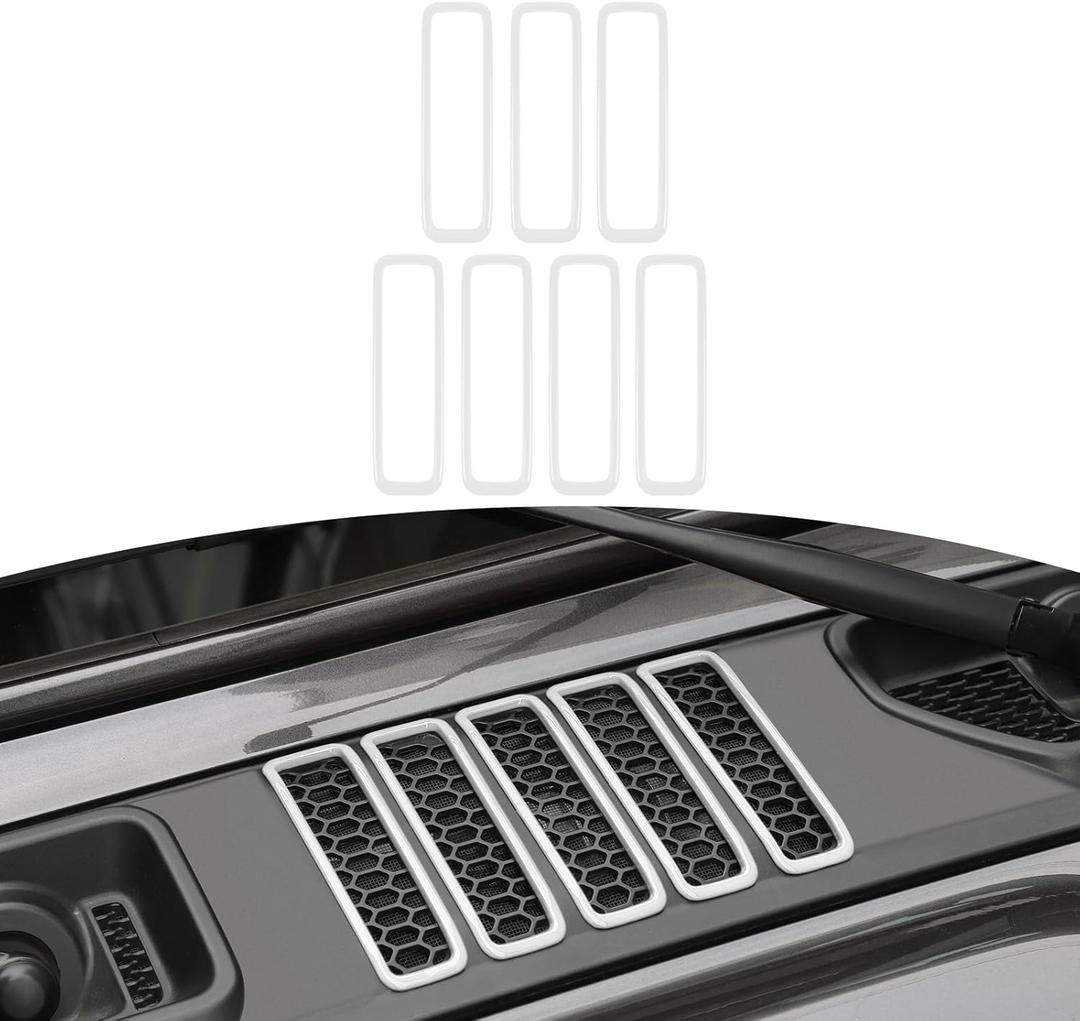 RT-TCZ for Jeep JL Hood Vents Cover Trim for Jeep Wrangler JL JLU 2018-Present for Gladiator JT 2020-Present White Exterior Accessories 7pcs