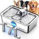 SIBAYS 4.5Gal/17L Dog Water Fountain, Large Capacity Stainless Steel Pet Water Fountain with Water Level LED Light, Ultra Quiet Dog Water Bowl Dispenser for Large Dogs & Multi-Pet, Easy to Clean FS83