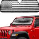 Litivy Windshield Sun Shade Compatible with Jeep Wrangler JK JKU JL JLU 1997-2023 & Jeep Gladiator JT 2020-2023 16.5"x52.5" Folding Front Window Sun Shade for Car Accessories (American Flag)