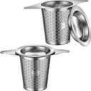 2Pack Tea Infuser Strainers, 316 Stainless Steel Loose Leaf Tea Strainer Stepper with Double Handles, Extra Fine Mesh Ball Infusers, Diffuser Holder Filter for Mugs