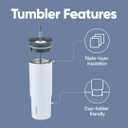 Owala Stainless Steel Triple Layer Insulated Travel Tumbler with Spill Resistant Lid and Straw, BPA Free, 24 oz, Grey/Blue (The Great Blue)