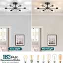 Lomoky 6-Lights Semi Flush Mount Ceiling Light, Matte Black Close to Ceiling Lighting with E26 Base, Modern Sputnik Light Fixtures for Kitchen Dining Room Bedroom Living Room